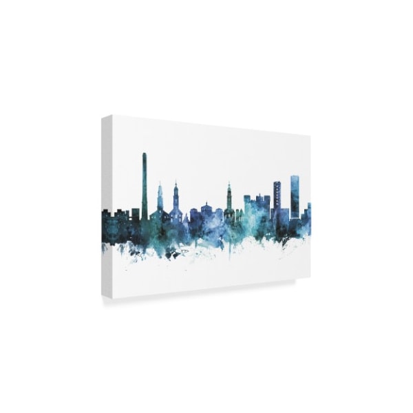 Michael Tompsett 'Erlangen Germany Blue Teal Skyline' Canvas Art,16x24